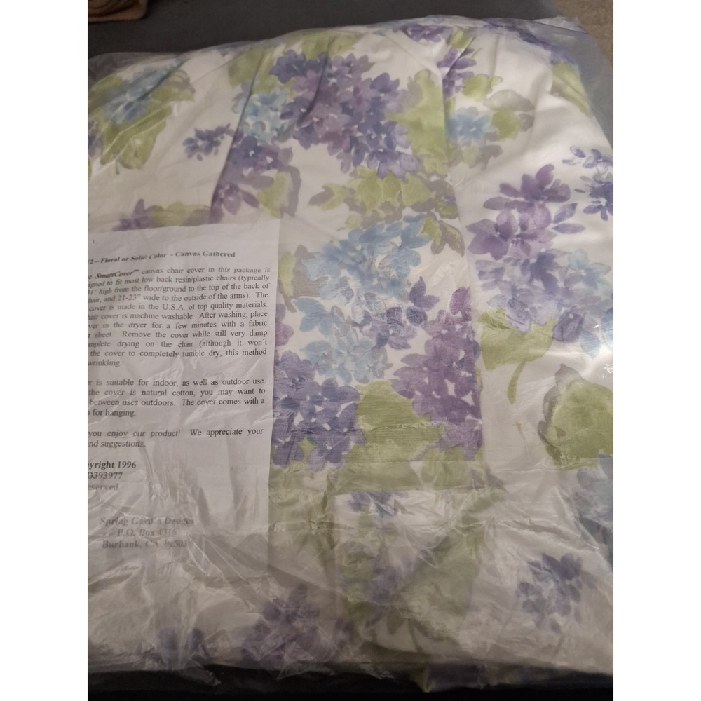 1 VTG Floral Canvas Chair Cover Fit Low Back 29"-31" High Floor-Top Back 291
